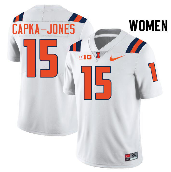 Women #15 Alexander Capka-Jones Illinois Fighting Illini College Football Jerseys Stitched-White